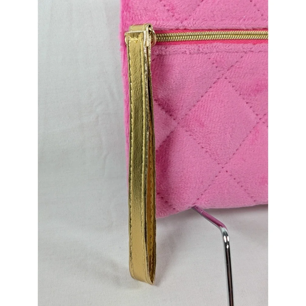 Ipsy Glam Pink Quilted Plush Zippered Bag Cosmetic Bag